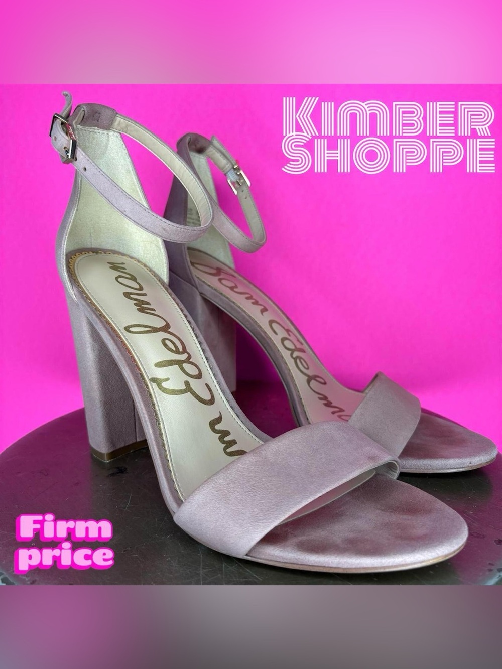 Sam Edelman Yaro Blush Pink Suede Open Toe Ankle Strap Heeled Sandal US 10 EU 40